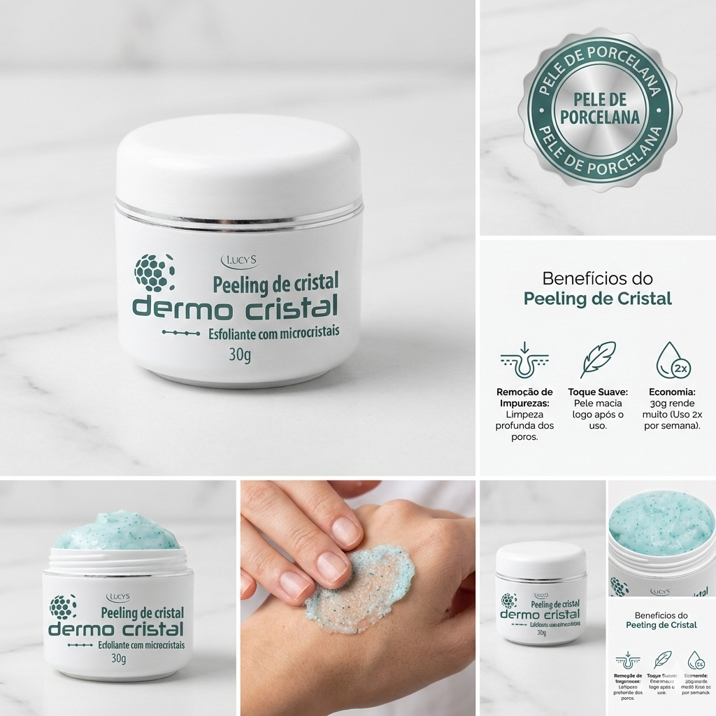 Peeling de Cristal Facial Lucy's Esfoliante Microcristais Renovação Celular Pele Lisa 30g