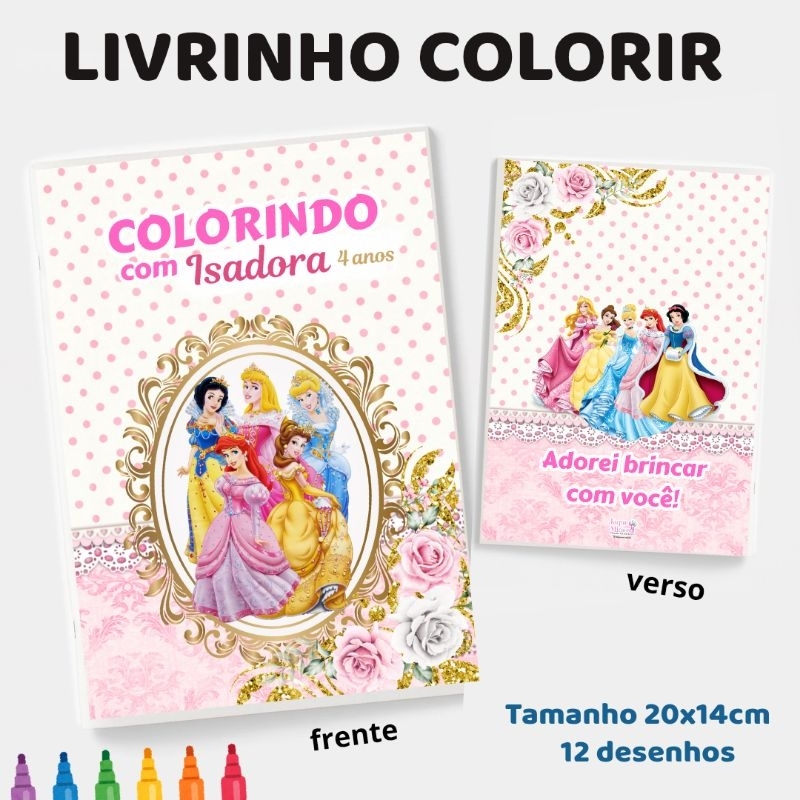 10 Livrinhos Colorir PRINCESAS personalizados / GRANDE 20X14/ lembrancinhas aniversário