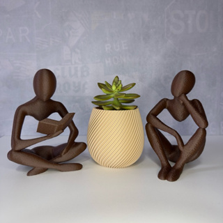 Kit Decoração – Estátua Livro + Pensador e Vaso Espiral | Impressão 3D em Oferta na Shopee