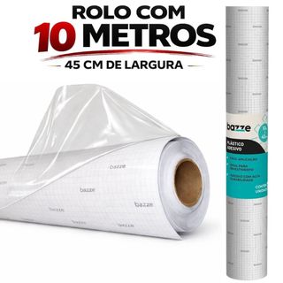 Papel Adesivo Transparente 80 Micras 45cm x 10 Metros Cristal Plástico Autocolante