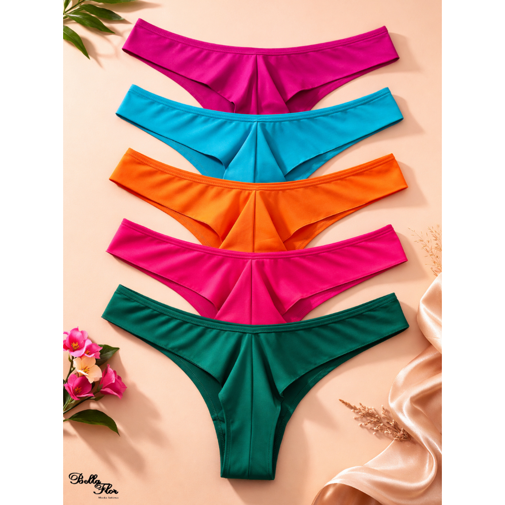 KIT COM 10 CALCINHAS Fio Dental Duplo Empina Bumbum Conforto Sensual Sem Costura no Bumbum