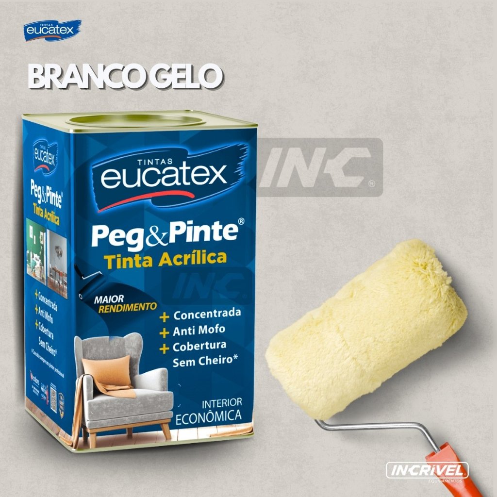 Tinta Acrílica Econômica Peg E Pinte Anti Mofo Cor Branco Gelo 18 Litros Eucatex Látex Sala Quarto