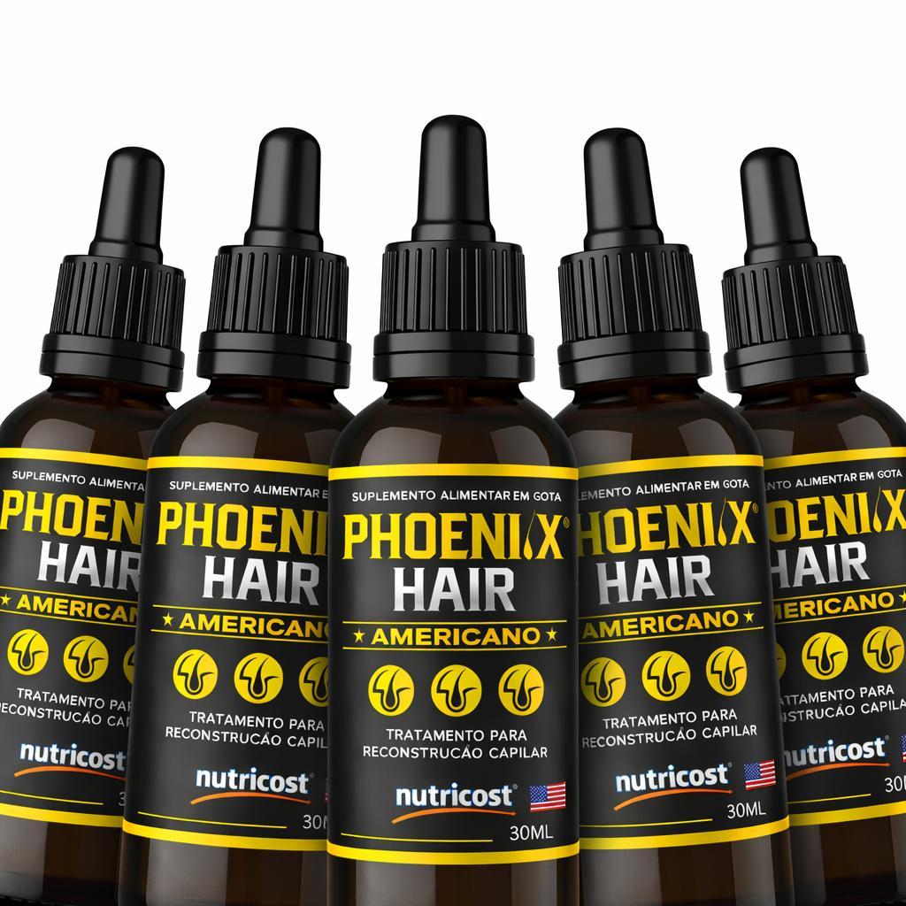 5 Phoenix Hair Americano Gotas Crescimento Capilar 30ml