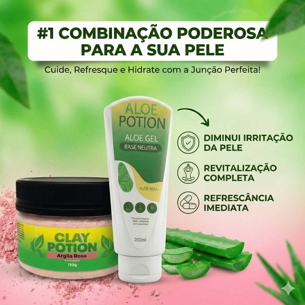 Kit Clay Potion + Aloe Gel - Argila Rosa Nação verde