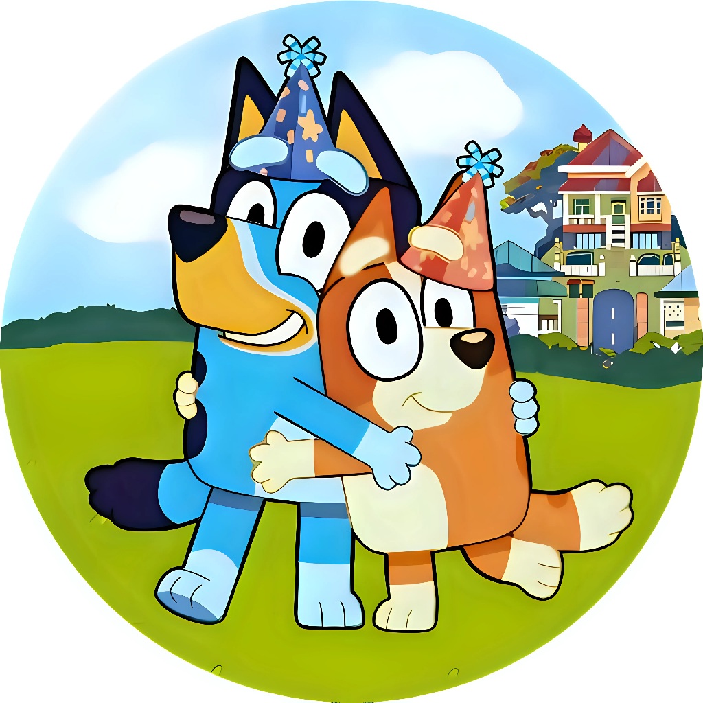 15 Apliques Tag Redonda para Esfera Acrílica Bluey e Bingo Bola de Acrílico Decoração Festa 2