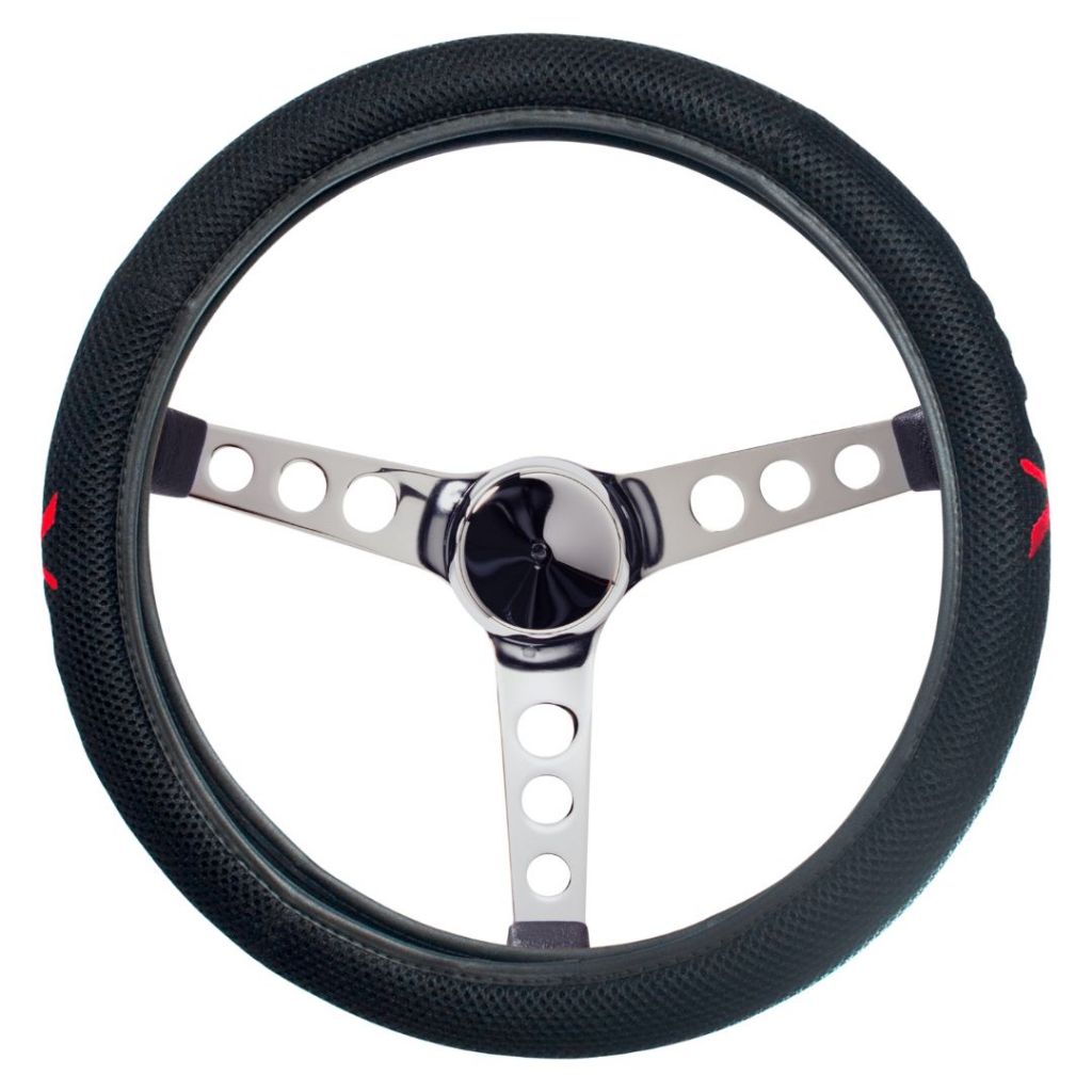 Capa de Volante Esportiva Typer Compatível com Perua Kombi em Tecido Automotivo Respirável Macio