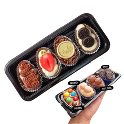 50~200 Embalagem Para Kit Degustação 4 Mini Ovos 50g Combinado Páscoa 2025 GALVANOTEK OFF G64M (CHOCO)