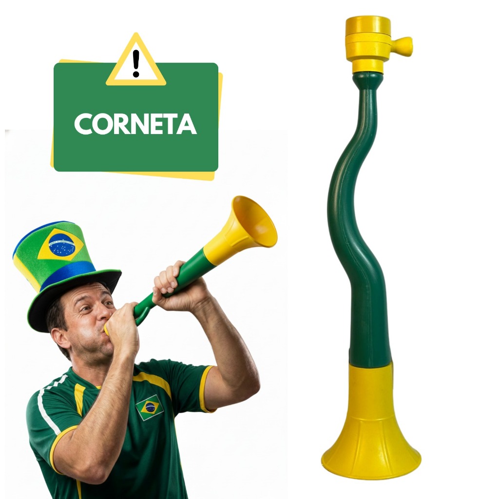 Kit 3 e 6 Corneta Berrante 40 cm Copa do Mundo Brasil em Oferta na Shopee