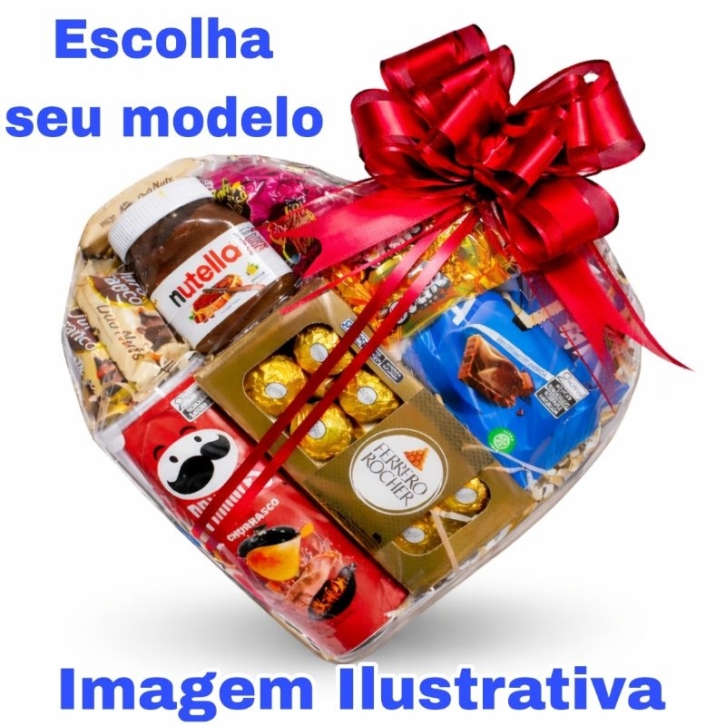 Cesta de Chocolate Coração Presente Especial Para Todas Ocasiões Modelos Variados Nutella, Ferrero, Pelúcia entre outros Cesta de Chocolate Coração Presente Especial Para Todas Ocasiões Modelos Variados Nutella, Ferrero, Pelúcia entre outros