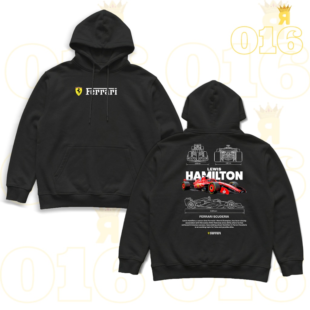 Moletom F1 Canguru Ferrari Hamilton 44 Car Premium FERRARI SCUDERIA Blusa de Frio Unissex Conforto