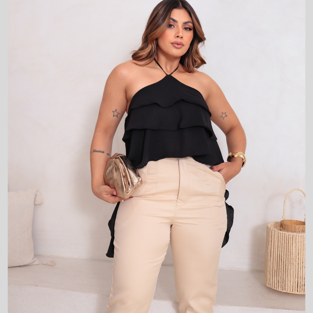 Blusa Feminina Babado Soltinha Tendência Moda Boho Ciganinha Estilo Romântica Elegante em Oferta na Shopee