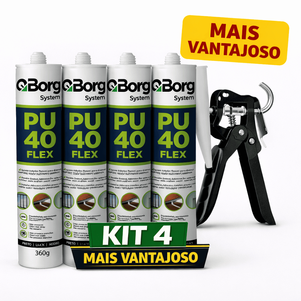 Selante PU40 Flex 360g Qborg Vedação Profissional Telhado Calha Janela Kit 2 4 6 8 10 12 + Aplicador