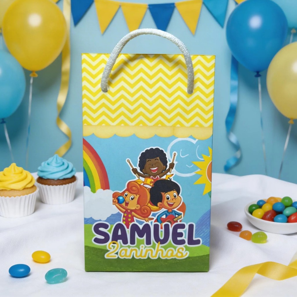 Sacolinha (P) Personalizada Lembrancinha 3 Palavrinhas Menino.
