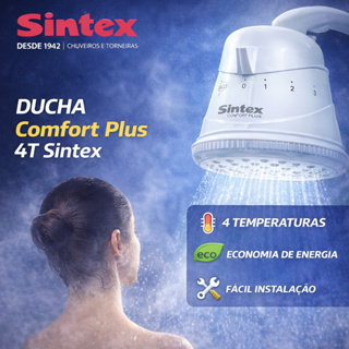 Chuveiro Elétrico Sintex Comfort Plus 4T Econômico Alta Pressão Jato Forte 127V/220V 5500W/7000W em Oferta na Shopee