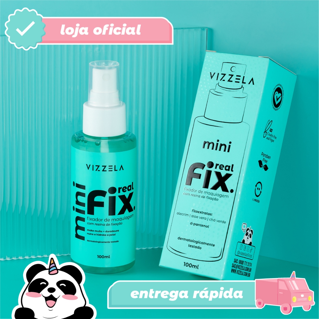 Mini Fixador Bruma Maquiagem Real Fix Spray Alta Duração Vegano Original Vizzela em Oferta na Shopee