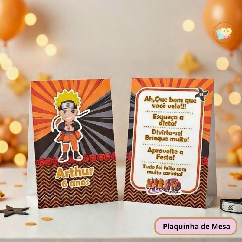 Kit Plaquinha de Agradecimento Naruto Cute - Baby - Centro de Mesa - Personalizados- Lembrancinha - Festa - Decoração
