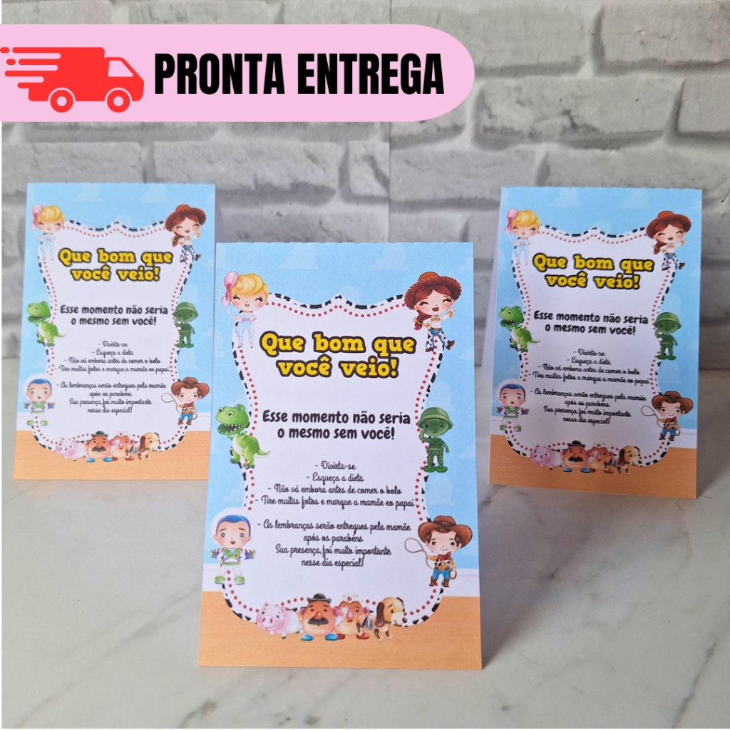 Kit 15~20 Plaquinha de Mesa Toy Story Cute Baby Personalizados Festa Lembrancinha Mimo Aniversário Infantil Chá de Bêbe