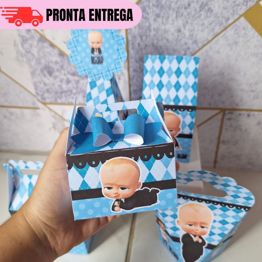 Kit Caixas Poderoso Chefinho azul Personalizados Lembrancinhas Mimo Festa Infantil Aniversário PEGUE E MONTE