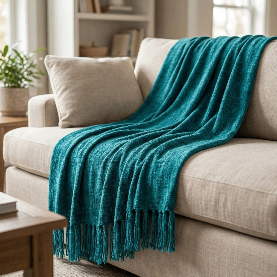 Manta Para Sofá ou Cama Posta Luxo Gigante 210x120 Tipo Capa de Sofá Protetora 100% Algodão Decorativa Sala Quarto