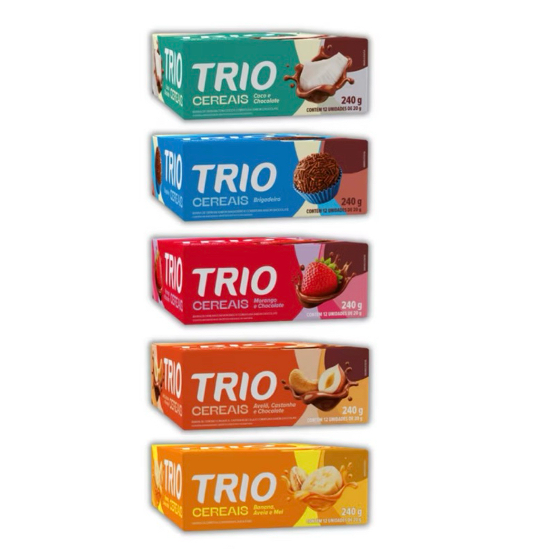 Barra de cereais Trio kit com 24 ou 48 unidades - Escolha seu sabor em Oferta na Shopee