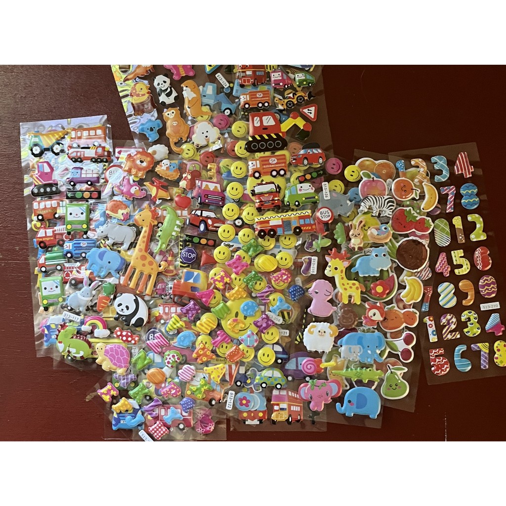 Kit 10 Cartelas de Adesivos 3D | Modelos Variados | INFANTIL em Oferta na Shopee