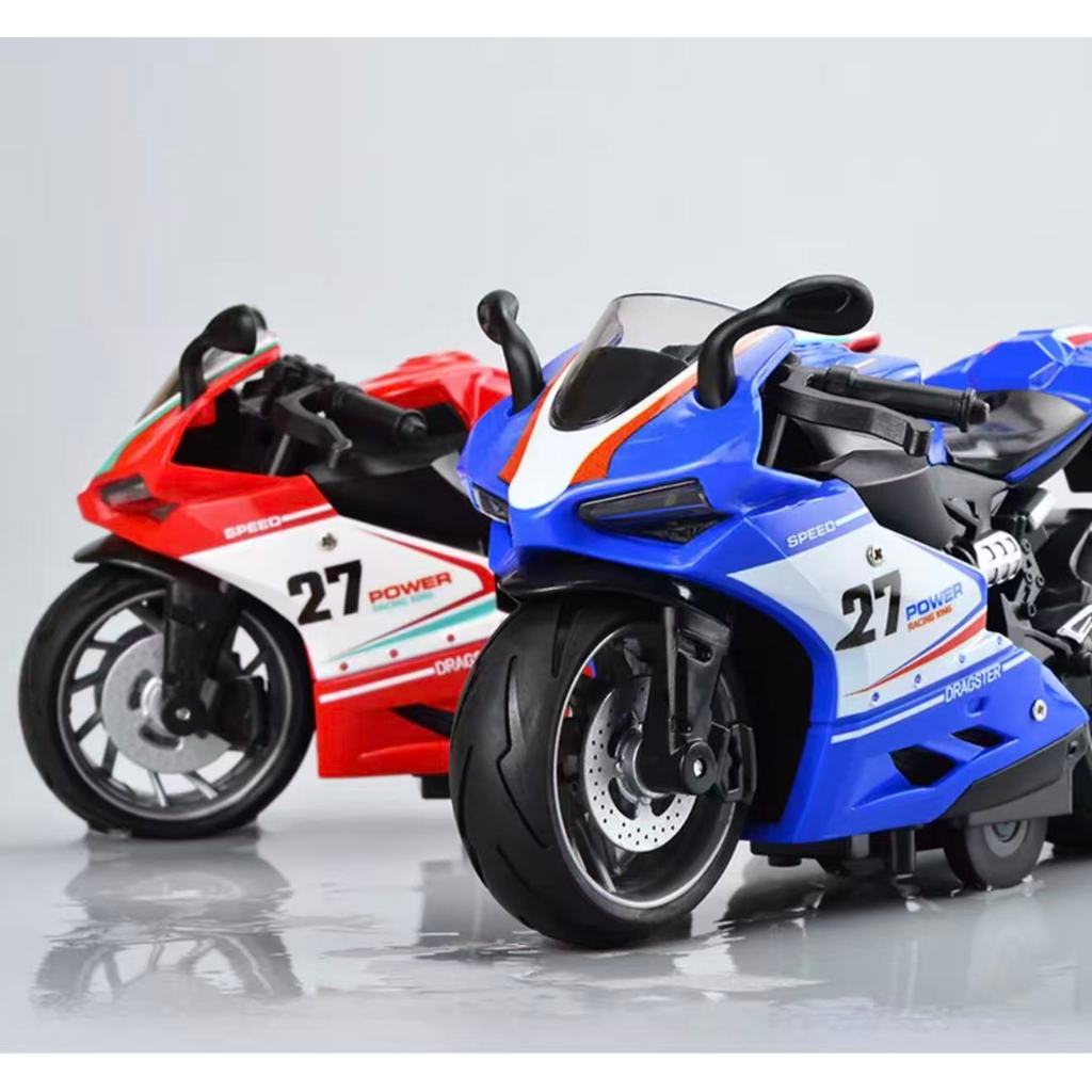 Moto 27 Metal Coleção Acende Farol Com Som Fricção Miniatura 4 cores 16cm