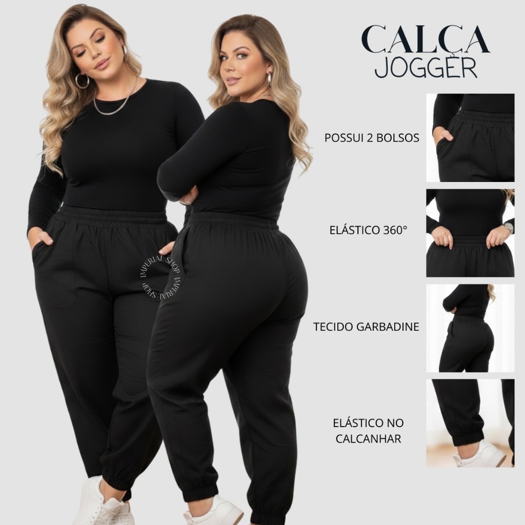 Calça Avulsa Jogger Punho Uniforme Gabardine Plus Size Dentista Veterinária G1- CH