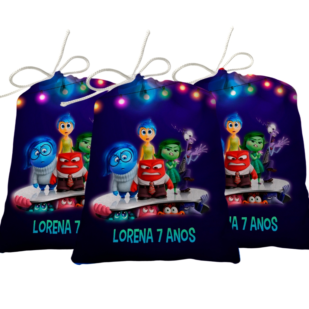Sacolinha Lembrancinha Festa Aniversário Surpresa Tecido Personalizado Divertidamente