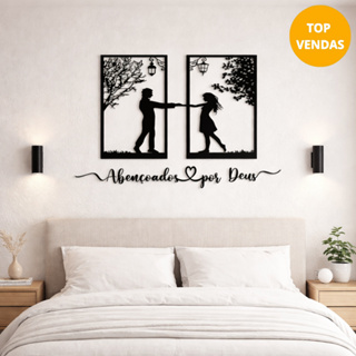 kit 2 Quadro Casal Cabeceira + Frase Abençoados por Deus Religioso Mdf Decorativo  Frase religiosa em Oferta na Shopee