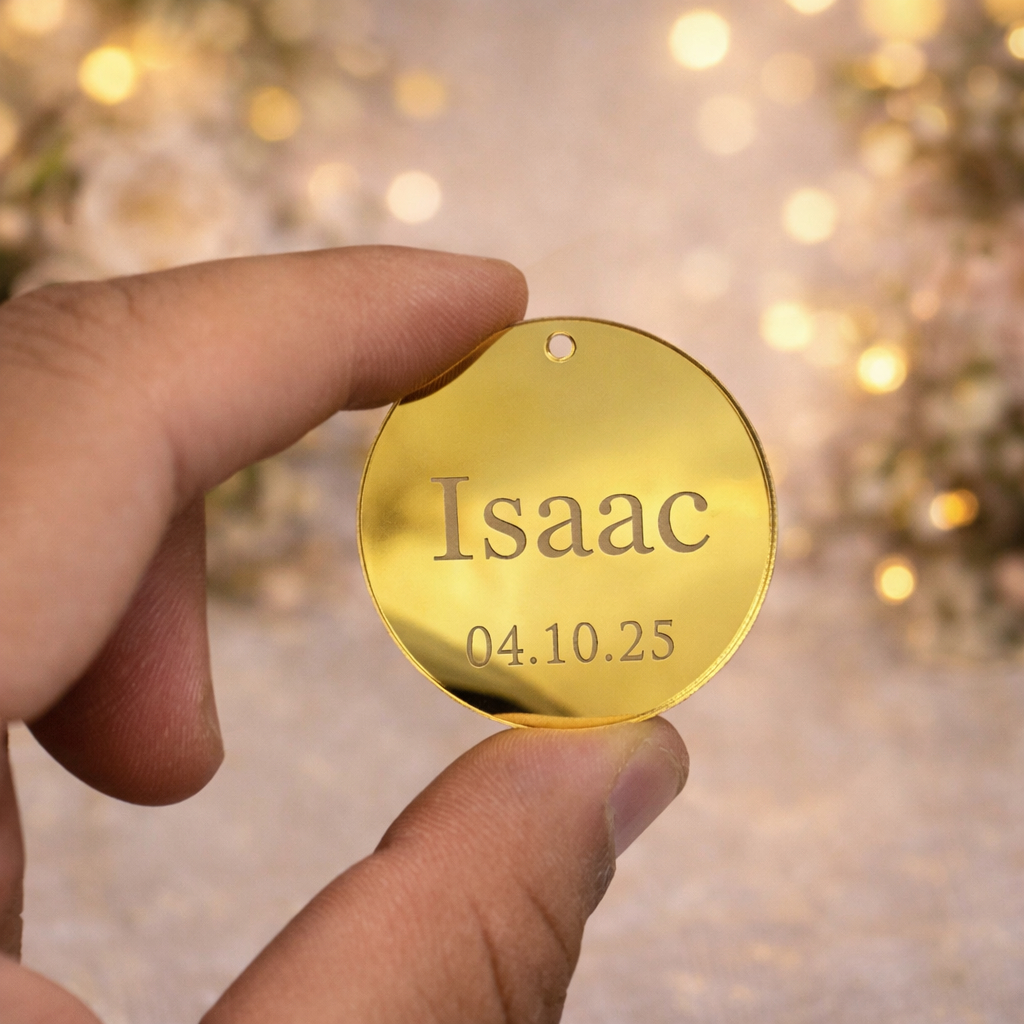 Kit Casamento Tag Etiquetas Em Acrílico Espelhado Personalizado Aniversário em Oferta na Shopee