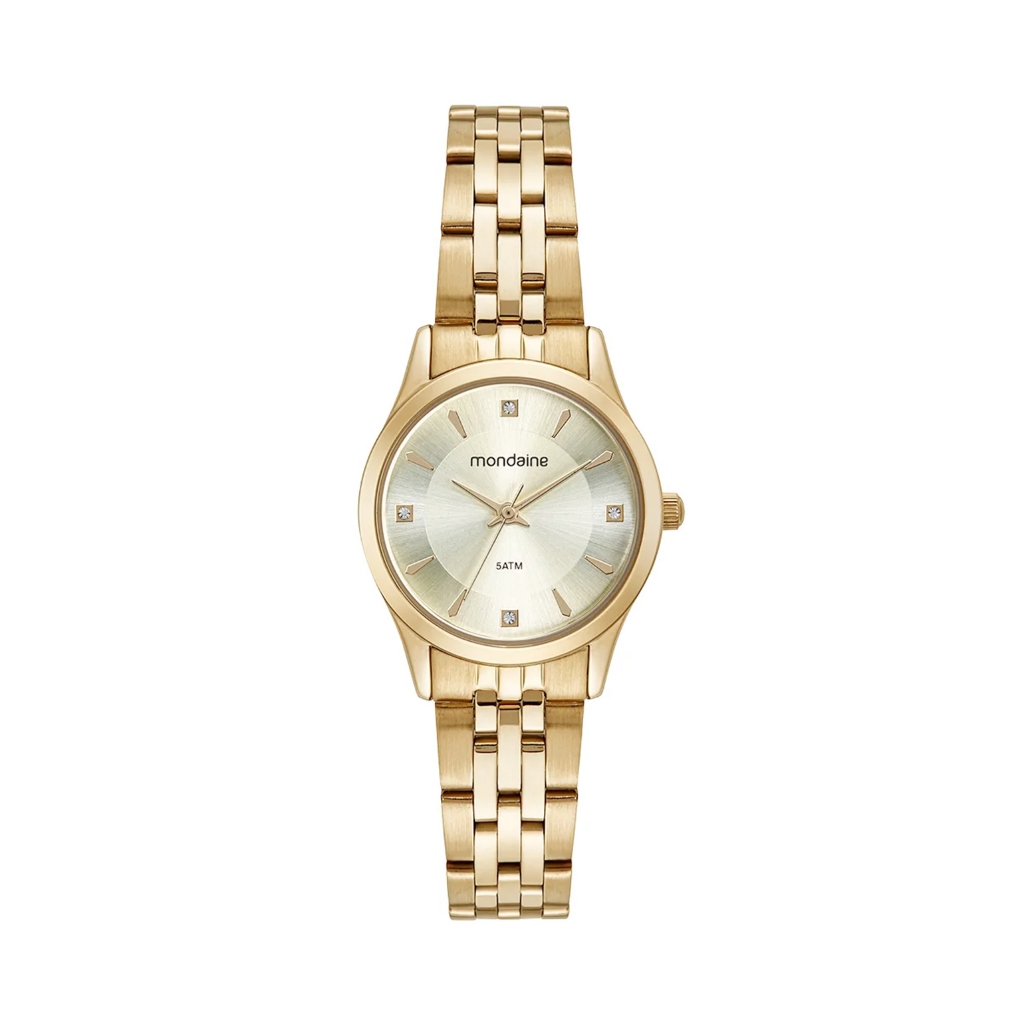 Relógio Mondaine Feminino Analógico Dourado + Colar e Brinco em Oferta na Shopee