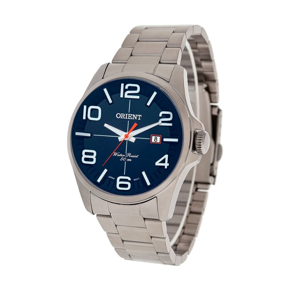 Relógio Orient Masculino Azul Analógico Prata MBSS1289D2SX