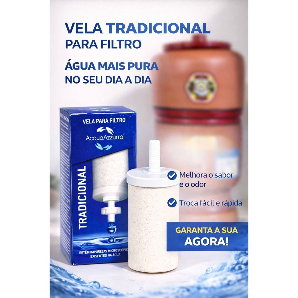 Kit de 2 Velas Tradiconal para Filtros de Barro Água em Oferta na Shopee