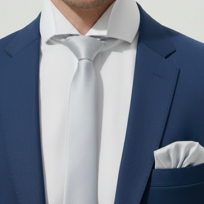 Gravata Prata kit Gravta com lenço de bolso slim em Oferta na Shopee