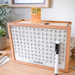 Cofre MDF Desafio 10 Mil 5 Mil 1 Mil Personalizado Com Caneta Caixa De Dinheiro Decorativa Organizadora Metas Financeira em Oferta na Shopee