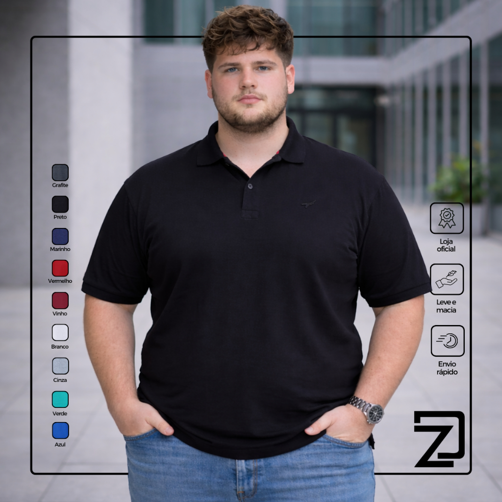Camisa Polo Básica Plus Size Masculina