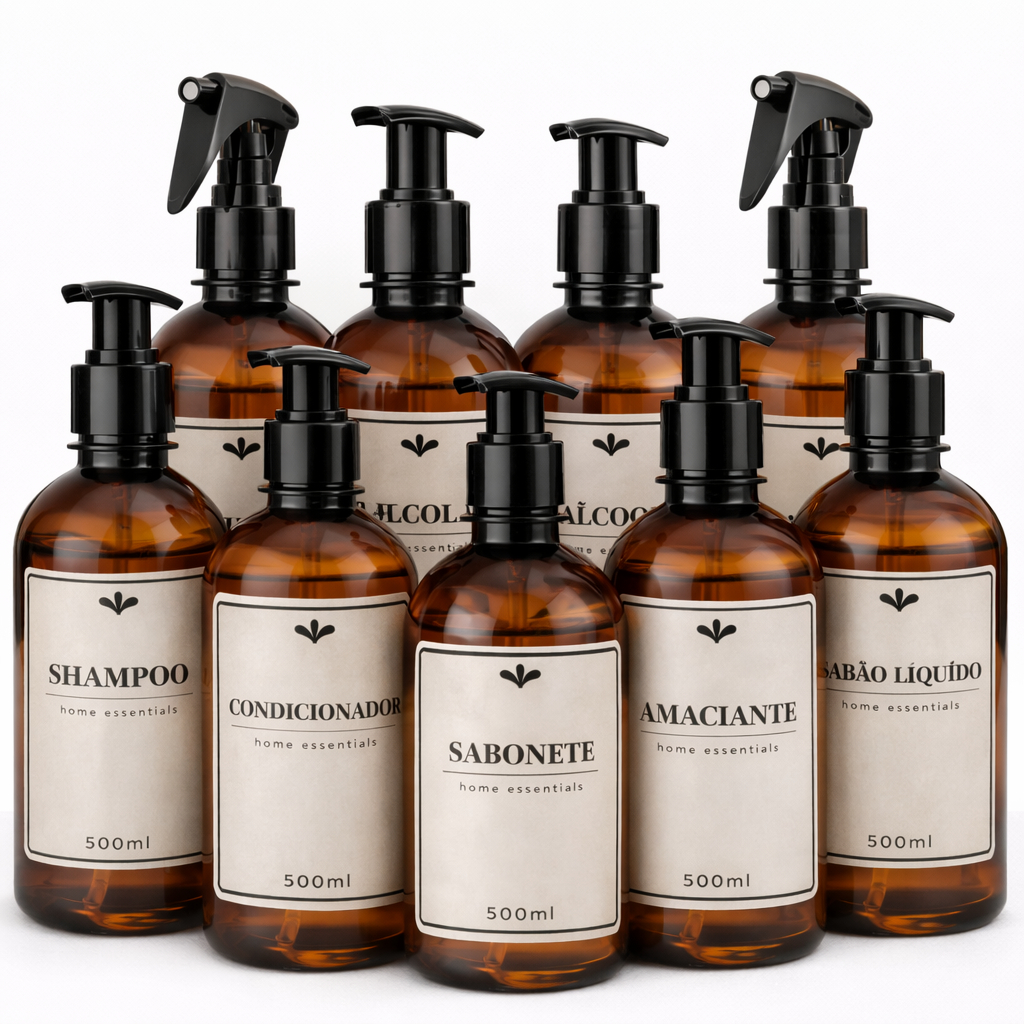 Kit casa completa - frascos âmbar organizadores 500ml