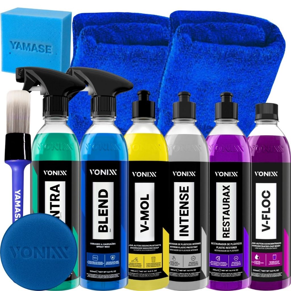 Kit Lavagem Automotiva Completa Profissional Shampoo Cera Revitalizador Produtos Vonixx