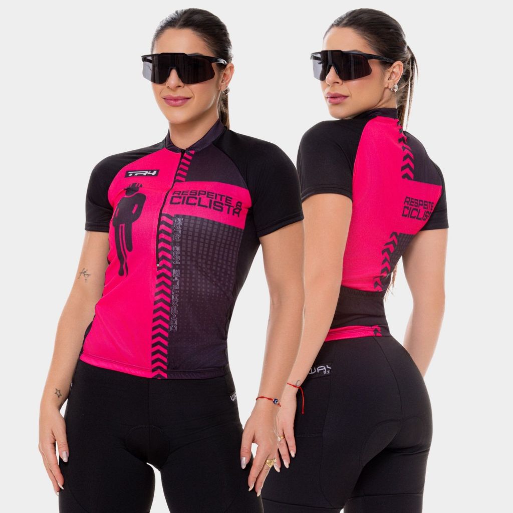 Camisa de Ciclismo Feminina Respeite a Ciclista Pro Manga Curta