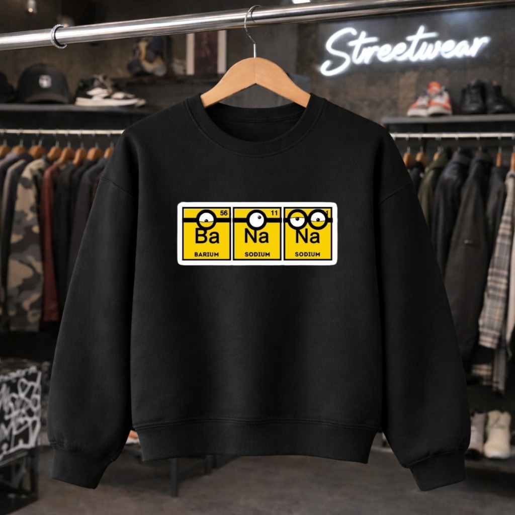 Moletom Gola Careca Estampada Desenho Banana Filme Animação Óculos Engraçada Blusa de Frio Inverno Confortável