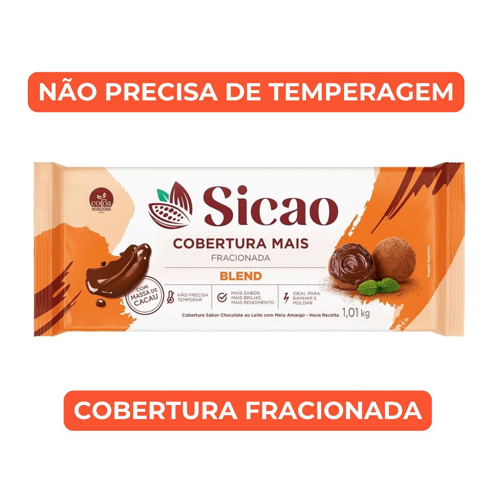 Cobertura Fracionada Blend Sicao Mais 1,01kg Chocolate para Derreter Confeitaria e Recheios em Oferta na Shopee