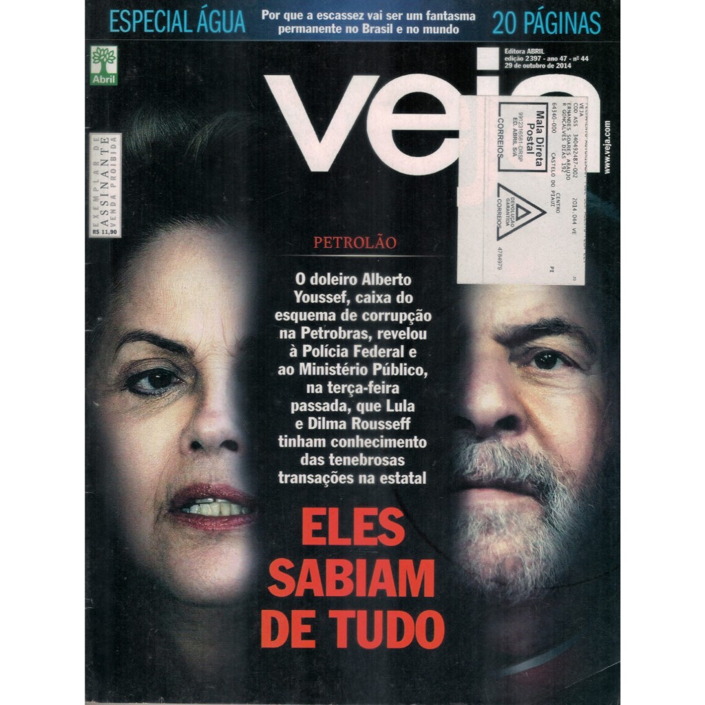 REVISTA VEJA, DE 29/10/2014, COM DILMA ROUSSEFF E LULA NA CAPA.