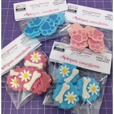 30 Aplique de pasta americana - BLUEY E BINGO - APLIQUE COMESTÍVEL - 2,5CM - 30 UNIDADES