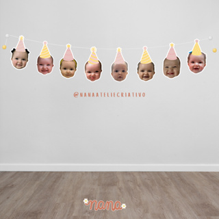 Varal de Rostinhos Personalizado 2m com Pompom  | Sob Encomenda em Oferta na Shopee