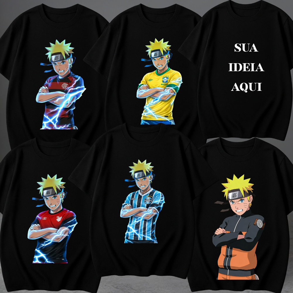camiseta infatil anime naruto look anime desenho camisa 100% algodaõ time