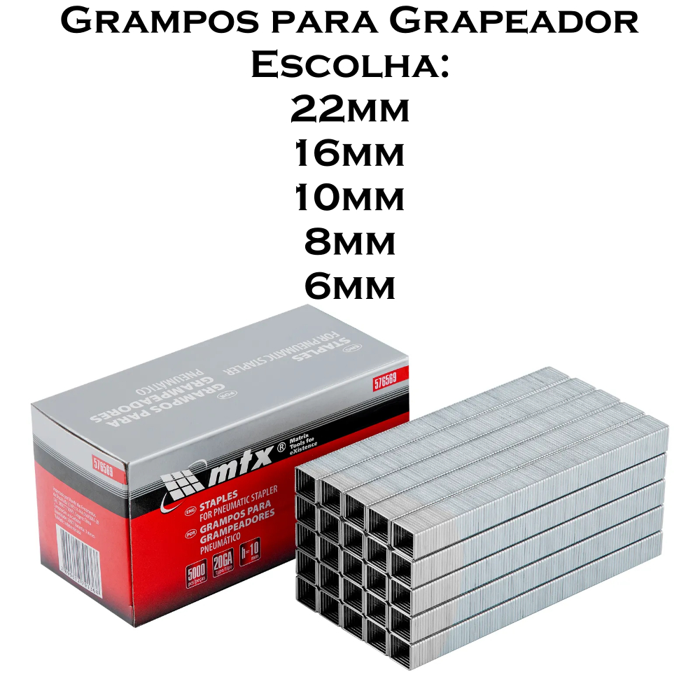 Grampos para Grampeador Pneumático Escolha o Tamanho, 5000 Peças MTX-576569 em Oferta na Shopee