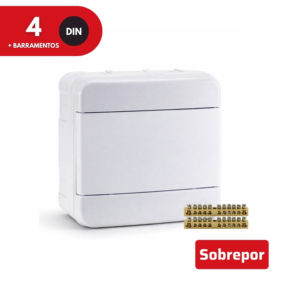 Quadro De Distribuição 4 Disjuntores Com barramento Sobrepor Forceline em Oferta na Shopee
