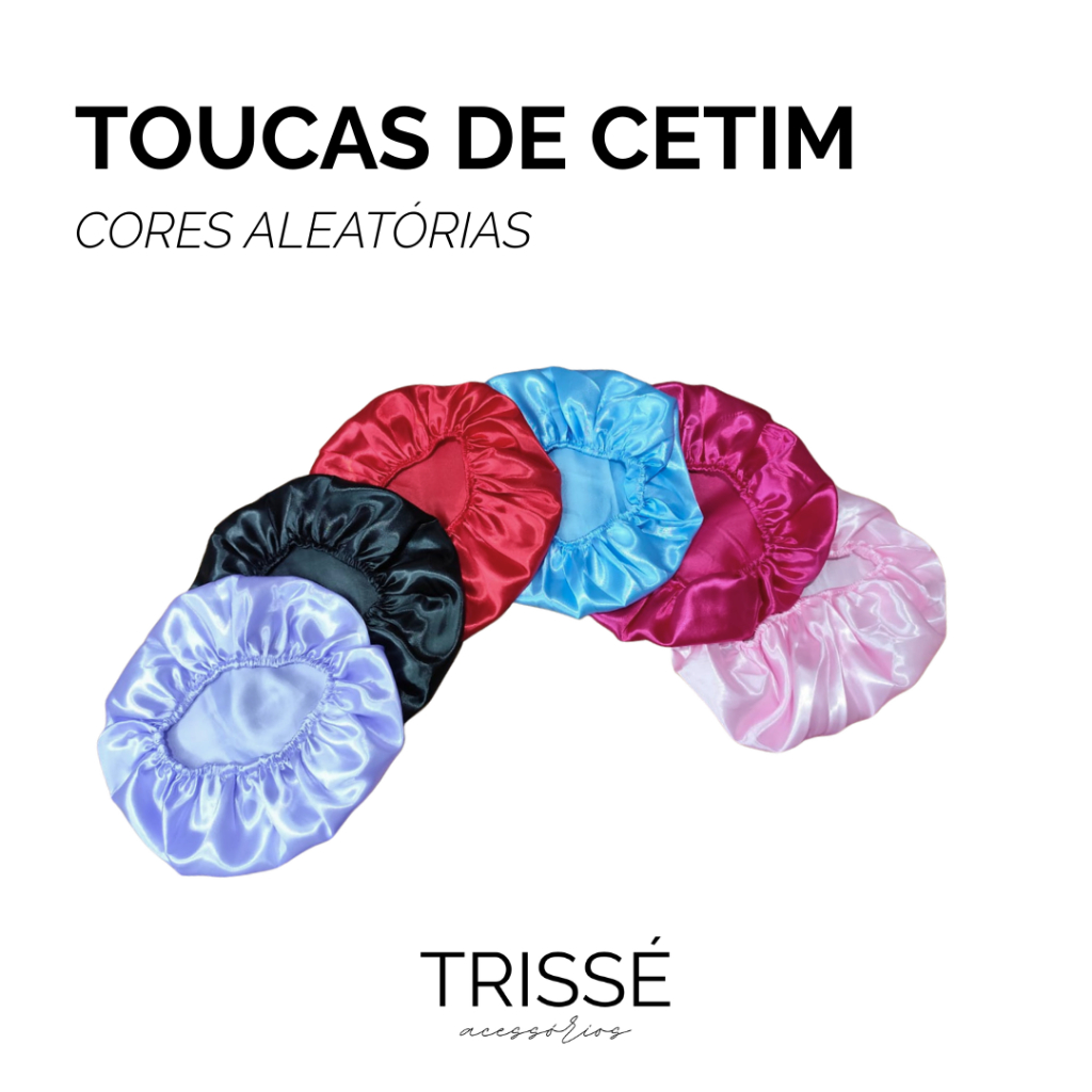 Touca de Cetim Antifrizz para Cabelos Lisos e Cacheados Multicolorido Cronograma Capilar Trissé