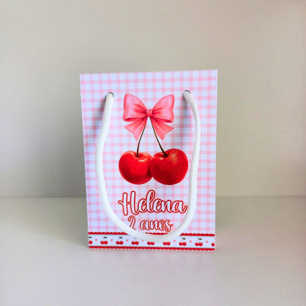 Sacolinha P Cerejinha Cereja Menina Fofa Personalizados /Lembrancinha de Festa /Aniversário / Festa Infantil