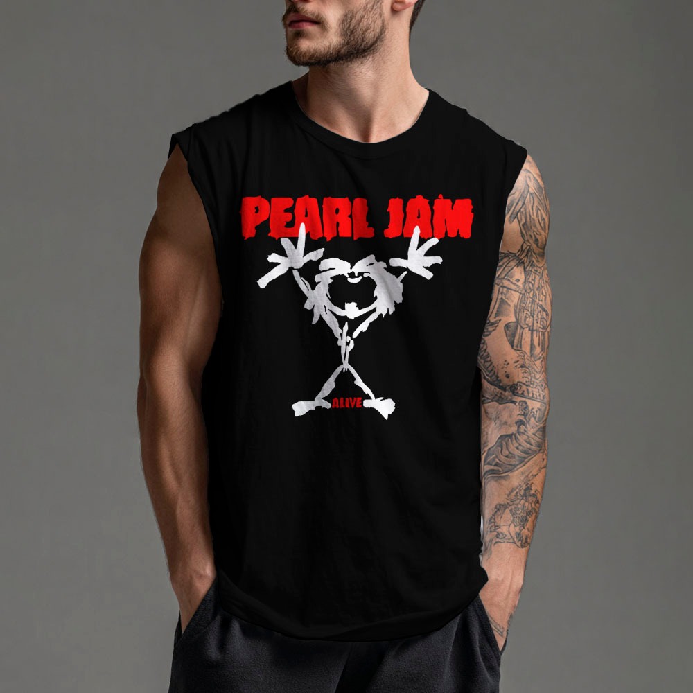 camiseta regata oversized longline longa machão em algodão pearl jam dark metal rock alive